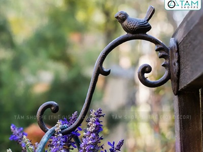Móc treo hoa kiểu vẫy con chim [Sắt mỹ thuật - Để ngoài trời được] R25.5cm MOCTREO-03